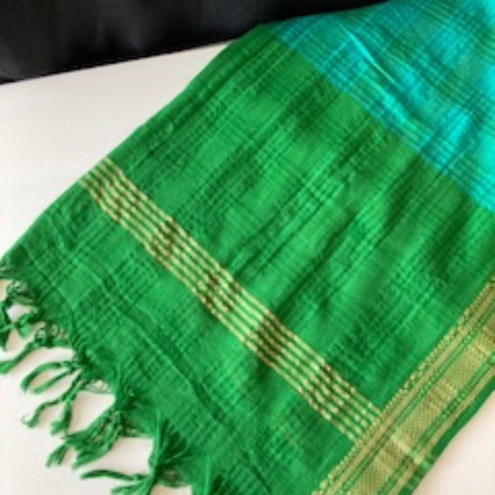 green, turquoise & gold wrap